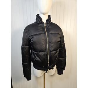 Topshop Black Bomber Puffer Jacket Women's Size 2 Cropped